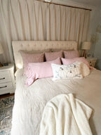 Linen Ruffled Pillow Shams, Pink Ruffled Pillowcase, Custom Pillowcases, Ruffled Decorative Pillow Cover - Mothers Day Gift For Her