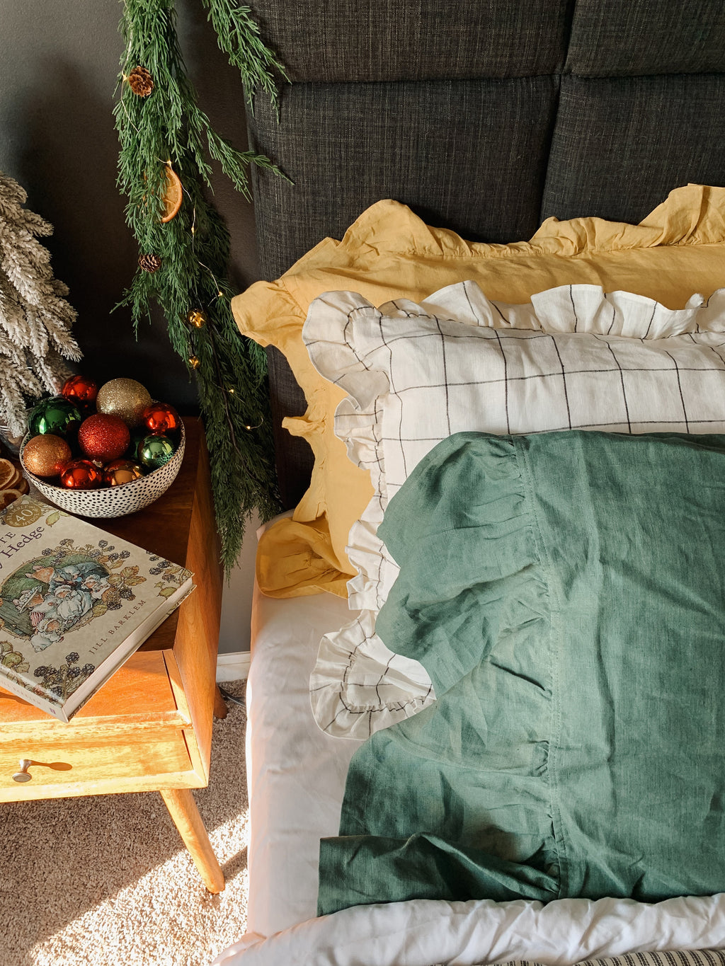 Linen Ruffled Pillow Shams, Pink Ruffled Pillowcase, Custom Pillowcases, Ruffled Decorative Pillow Cover - Mothers Day Gift For Her