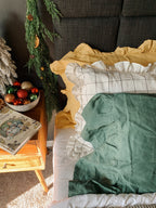 Linen Ruffled Pillow Shams, Pink Ruffled Pillowcase, Custom Pillowcases, Ruffled Decorative Pillow Cover - Mothers Day Gift For Her