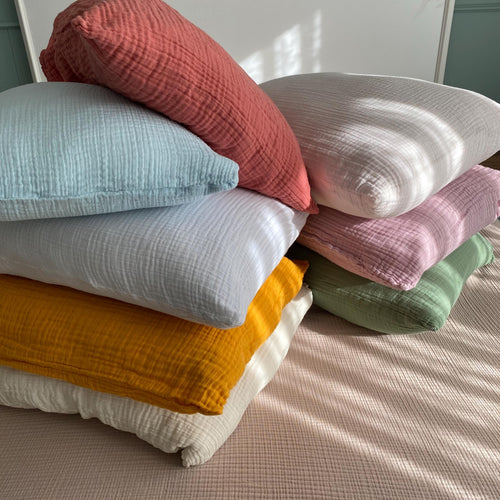 2 Organic Muslin Pillowcases: Soft Cotton Gauze Sham, Queen, King, Body, Lumbar