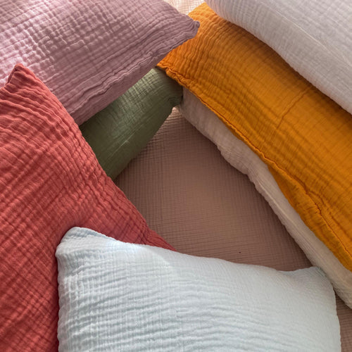 2 Organic Muslin Pillowcases: Soft Cotton Gauze Sham, Queen, King, Body, Lumbar