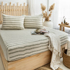 Washed Muslin Fitted Sheet, Organic Muslin Fitted Bed Sheet, Gots Certified Cotton Bedding, Breathable Cotton Sheet, King, Queen Size Fitted