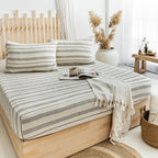 Washed Muslin Fitted Sheet, Organic Muslin Fitted Bed Sheet, Gots Certified Cotton Bedding, Breathable Cotton Sheet, King, Queen Size Fitted