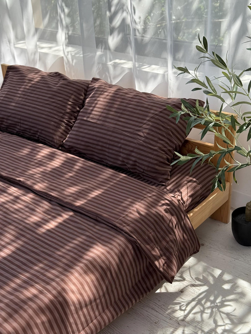 Striped Cotton Pillowcase - Standart, Queen King And Custom Size, Stripe Pillow Cover, 100% Organic Pillow Shams